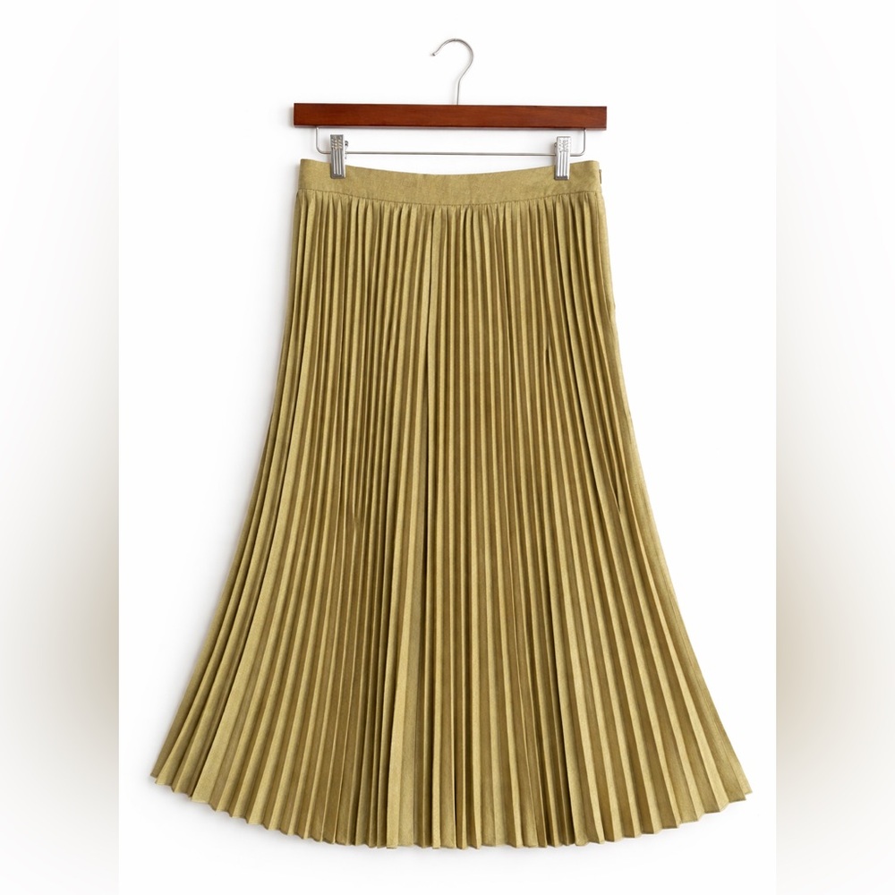 Cupshe Green-Sage Pleated A-Line Skirt